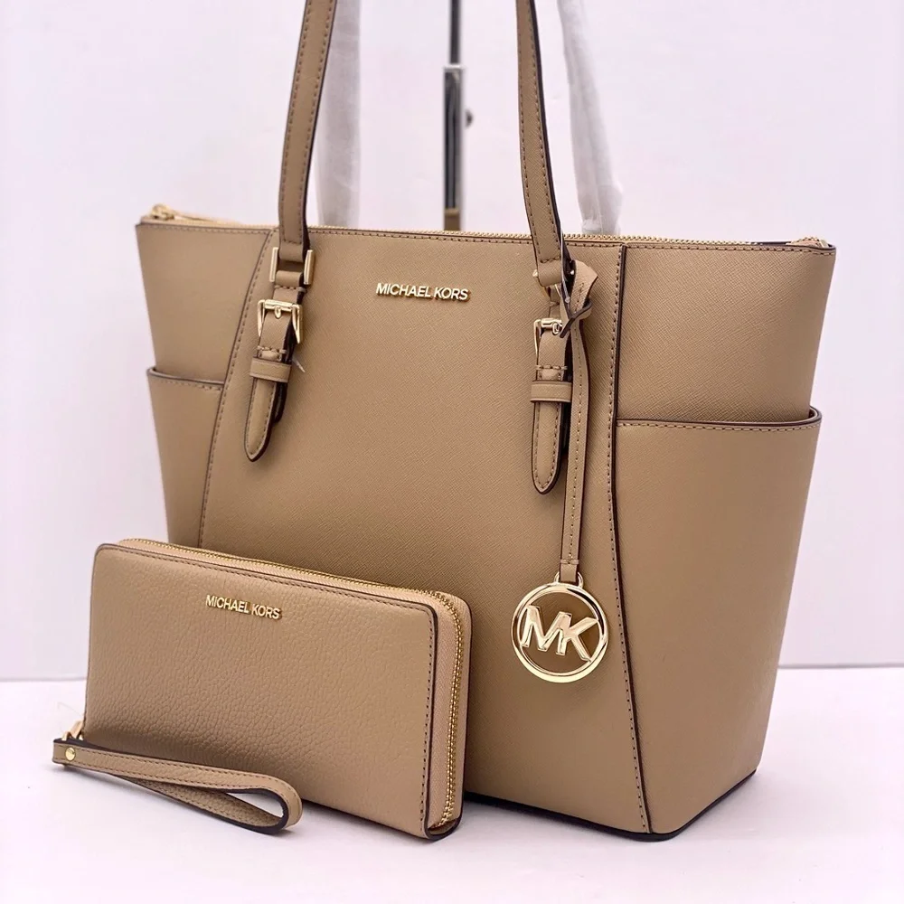 MICHAEL KORS CHARLOTTE TOP ZIP TOTE AND WALLET SET